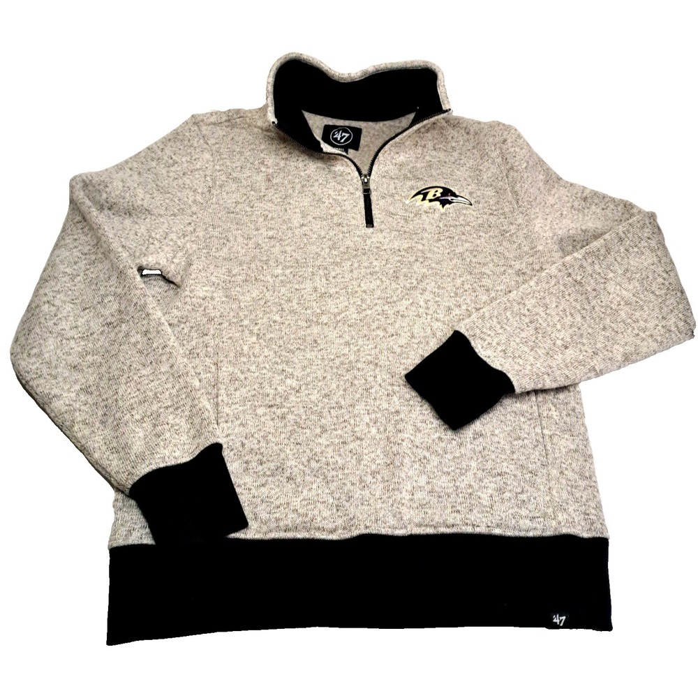 '47 Baltimore Ravens 1/4-ZIP Pull‎ Over Sweater Men S Embroidered Logo Football